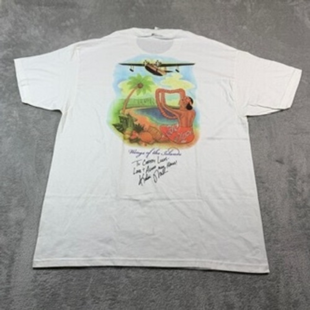Vtg Hawaiian Airlines Hilo Hattie T-Shirt‎ Mens XL White Signed